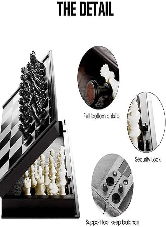 BKQPTL Chess Board 10x10 Set Magnetic Travel Folding Board Games Portable Gifts for Kids and Adult, Magnetic Travel Chess Set, Folding Chess Board, Educational Board Game Set- Black & Ivory Color - Image 5