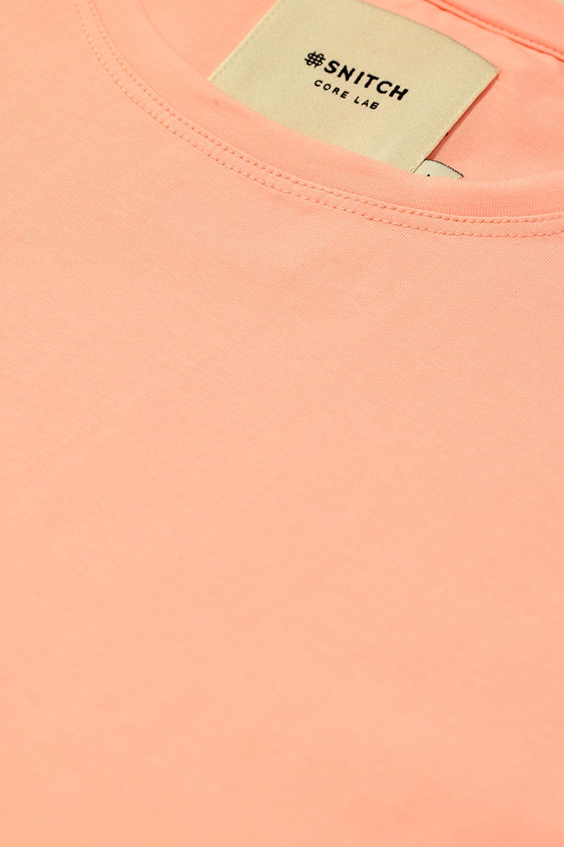 SNITCH Slim Fit Stretch Core Lab Peach T-Shirt - Image 3