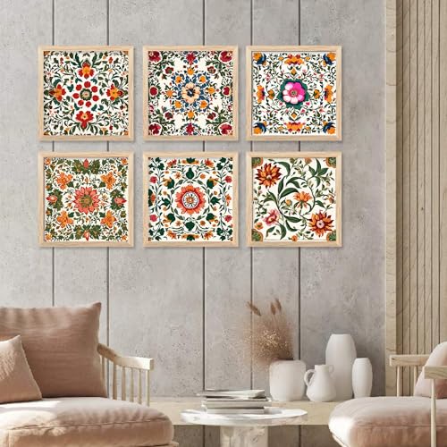 walllane - Indian Pichwai Art Framed Painting For Living Room, Bedroom, Office, Hotel/Painting For Wall Decoration (10 Inch x 10 Inch) Set of 6 (Artwork 15) - Image 1