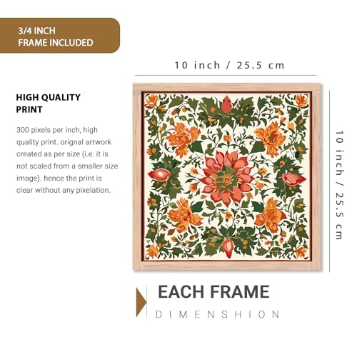 walllane - Indian Pichwai Art Framed Painting For Living Room, Bedroom, Office, Hotel/Painting For Wall Decoration (10 Inch x 10 Inch) Set of 6 (Artwork 15) - Image 2