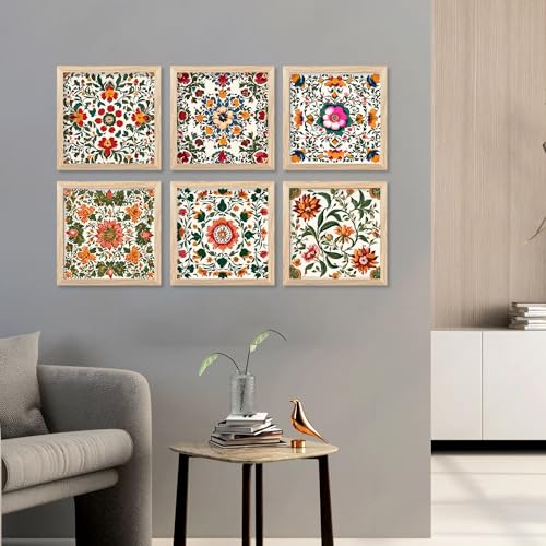 walllane - Indian Pichwai Art Framed Painting For Living Room, Bedroom, Office, Hotel/Painting For Wall Decoration (10 Inch x 10 Inch) Set of 6 (Artwork 15) - Image 4