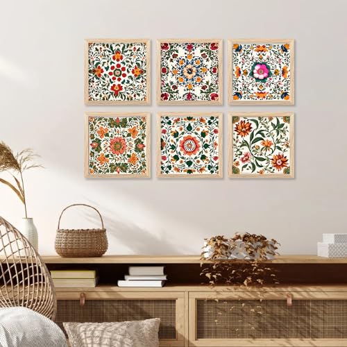 walllane - Indian Pichwai Art Framed Painting For Living Room, Bedroom, Office, Hotel/Painting For Wall Decoration (10 Inch x 10 Inch) Set of 6 (Artwork 15) - Image 3