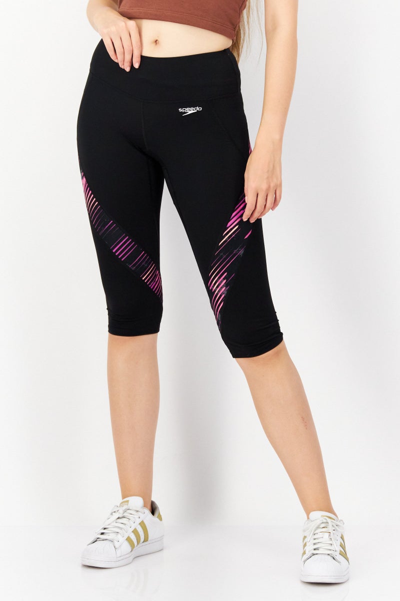 speedo سراويل رياضية نسائية ملائمة 3/4 للتدريب، سوداء - Image 1