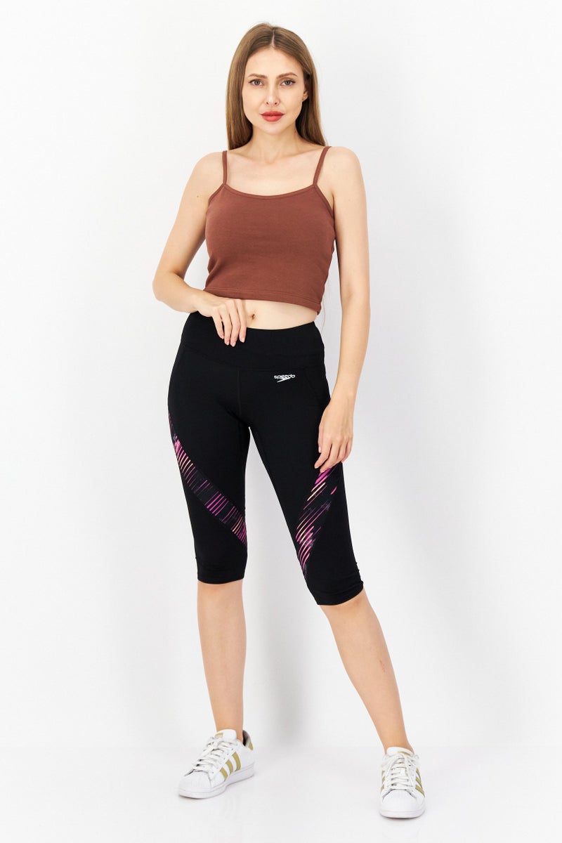 speedo سراويل رياضية نسائية ملائمة 3/4 للتدريب، سوداء - Image 4