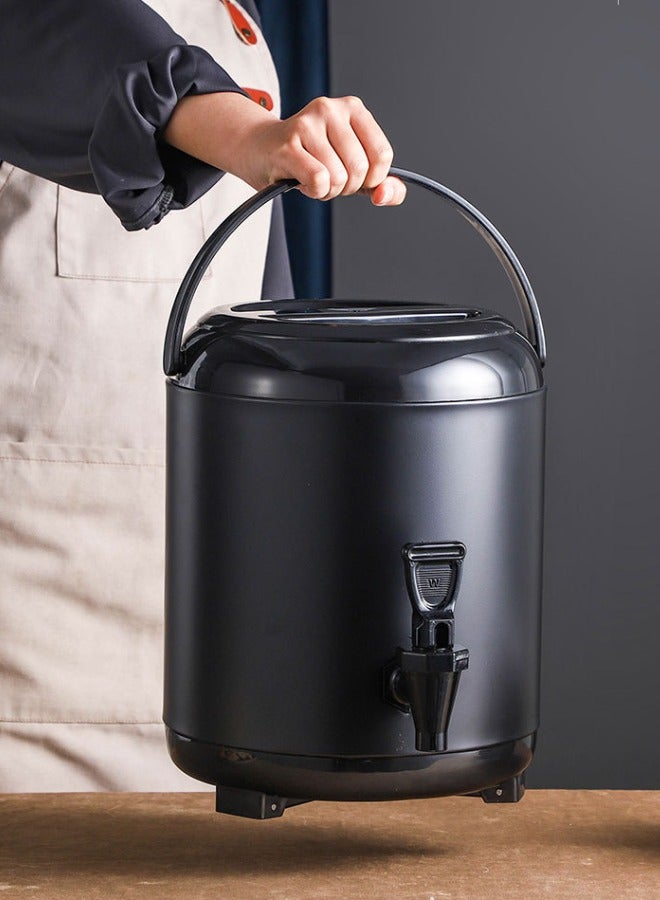 Black 10L Stainless Steel Insulated Beverage Dispenser with Thermometer for Hot Cold Drinks Tea Coffee Milk Water Juice Temperature Retention - Image 3