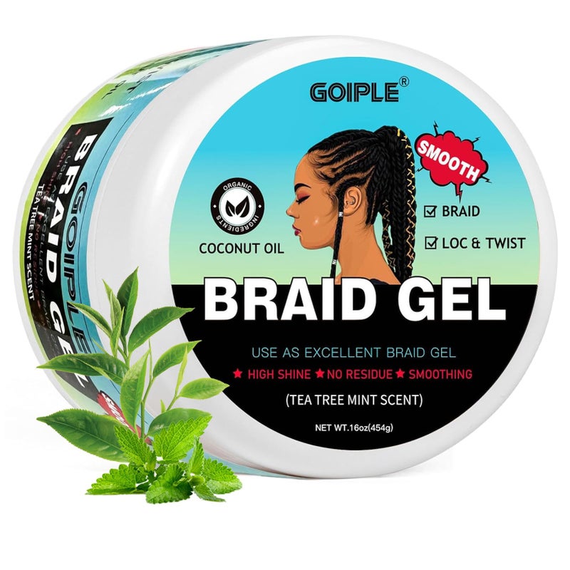 Goiple 16 OZ Braiding Gel for Twist, Locs, Braids, Edge Control - Extra Hold, High Shine, No Flake, Long Lasting for Locks, Cornrows - Smooths & Tames Frizz (Tea Tree) - Image 1