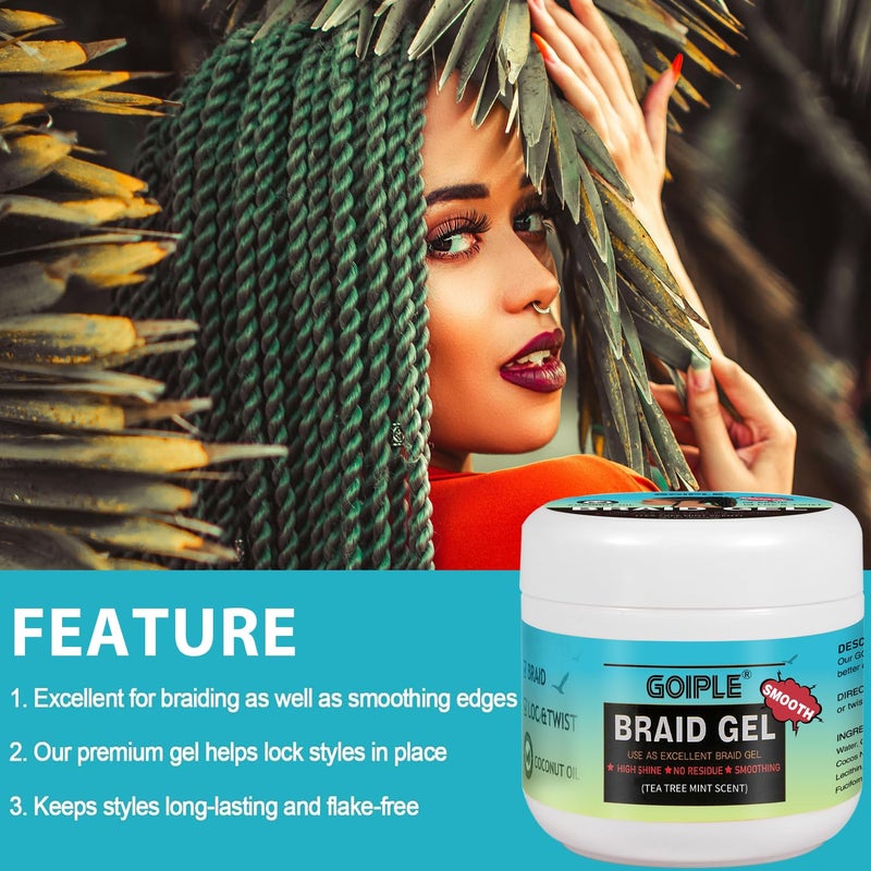 Goiple 16 OZ Braiding Gel for Twist, Locs, Braids, Edge Control - Extra Hold, High Shine, No Flake, Long Lasting for Locks, Cornrows - Smooths & Tames Frizz (Tea Tree) - Image 5