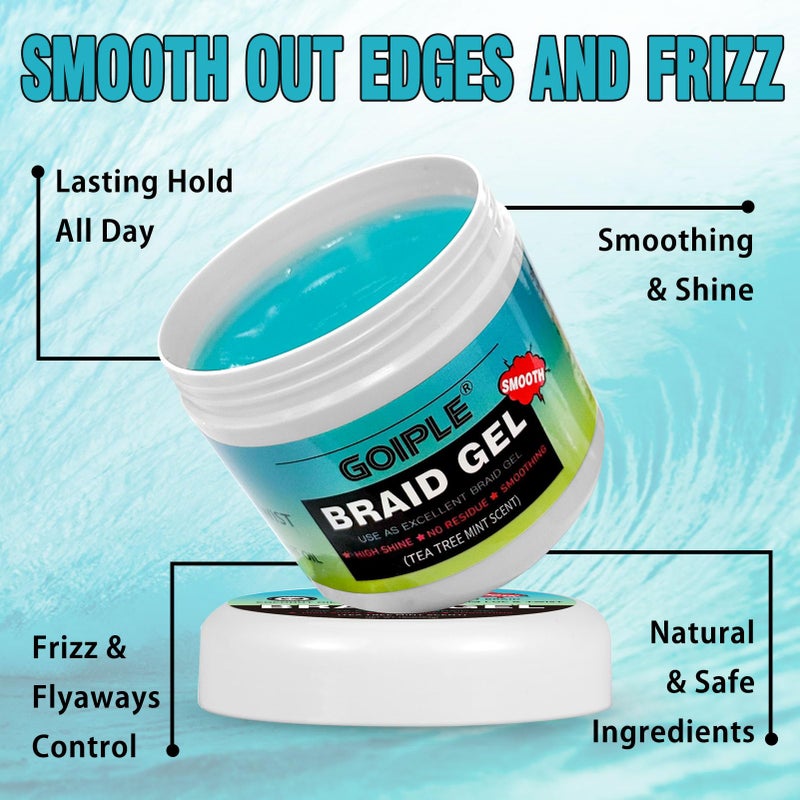 Goiple 16 OZ Braiding Gel for Twist, Locs, Braids, Edge Control - Extra Hold, High Shine, No Flake, Long Lasting for Locks, Cornrows - Smooths & Tames Frizz (Tea Tree) - Image 3