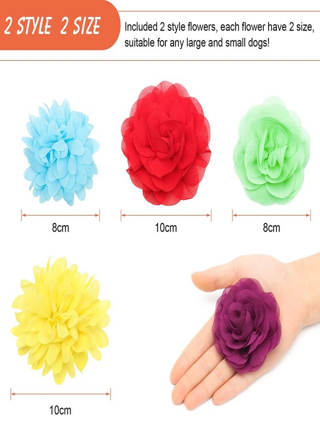 Anglekai 20Pcs Dog Collar Flowers, Pet Bow Ties Multi-Color Dog Collar Flowers and Bows Grooming Accessories (Solid) - Image 2