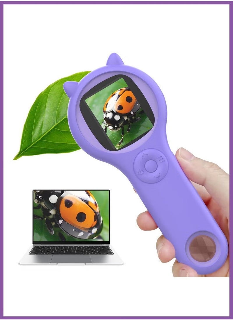 Beauenty Microscope for Kids - Mini Pocket Handheld Microscope for Toddlers-Educational Science Kit Toys for Birthday Gifts,Toy for Age 3 4 5 6 7 8 Girls Boys （Purple）  - Image 1