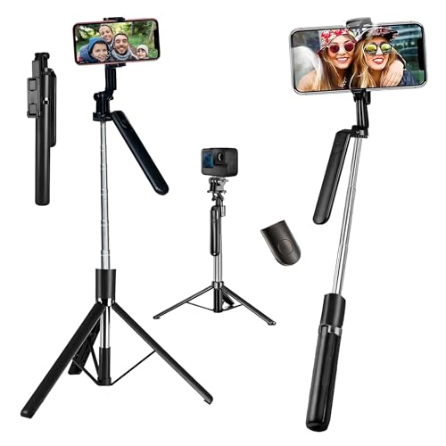 Kratos K18V2 Long Selfie Stick Tripod Stand 67 inch/1.7 M, 360° Rotation Handle for Anti Shake Shooting Tripod, Multifunctional Bluetooth Tripod for Mobile Phone for Vlogging, Live Stream & Travel - Image 1