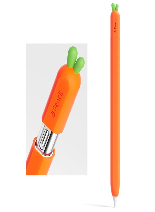 ELETIUO Silicone Case Compatible with Apple Pencil (USB-C), Protective Stand with Cap, Non-Slip Case, Magnetic Stand for Apple Pencil 3rd Generation, Carrot - Image 1