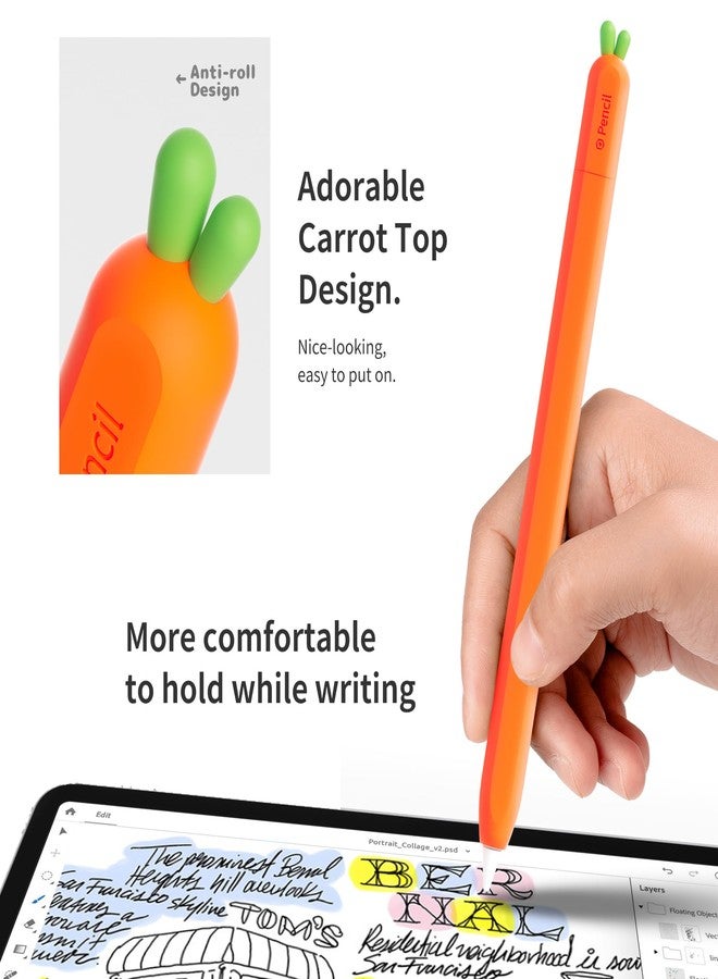 ELETIUO Silicone Case Compatible with Apple Pencil (USB-C), Protective Stand with Cap, Non-Slip Case, Magnetic Stand for Apple Pencil 3rd Generation, Carrot - Image 4