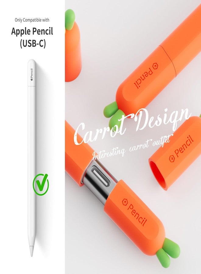 ELETIUO Silicone Case Compatible with Apple Pencil (USB-C), Protective Stand with Cap, Non-Slip Case, Magnetic Stand for Apple Pencil 3rd Generation, Carrot - Image 5
