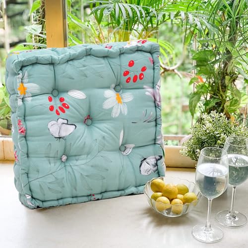 RRC Super Soft Microfiber Cotton Square Floor Pillow Tufted Cushion Thick Chair Cushion,Setting Cushion, Printed Seat Cushion,Pack of 1 Chair Cushion 16X16(Inches) 41X41(Cm) - Image 4