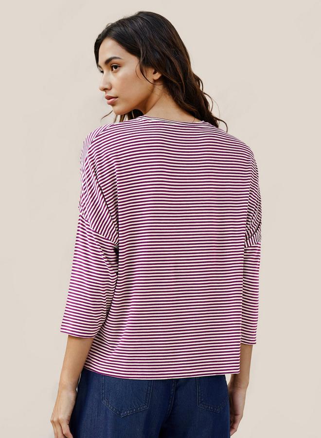 سبلاش فيڤ تيشيرت مخطط بأكمام منسدلة - Image 3