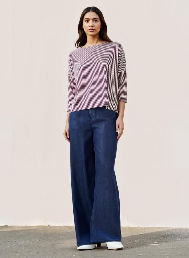 سبلاش فيڤ تيشيرت مخطط بأكمام منسدلة - Image 2