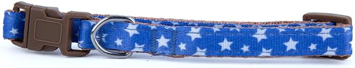 Star Pattern Dog Collar for Small Dogs - Blue Adjustable Soft Nylon Pet Collar