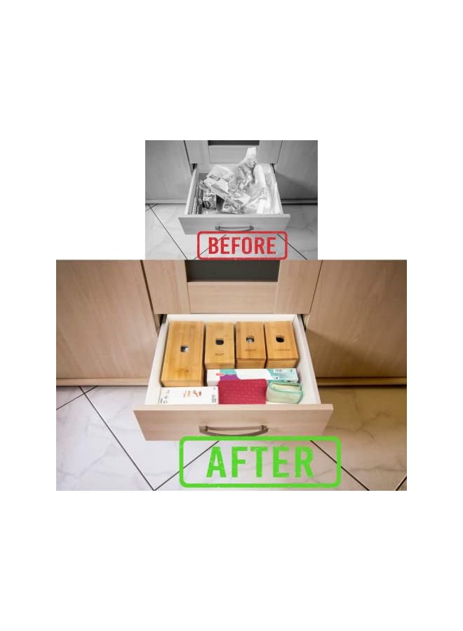 Bag Organizer for drawer-Set of 4 bamboo containers for ziplock or plastic bags, with closable lid-Suitable for Gallon,Quart,Snack,Sandwich Storage Bags Compatible with most storage bag brands - Image 3
