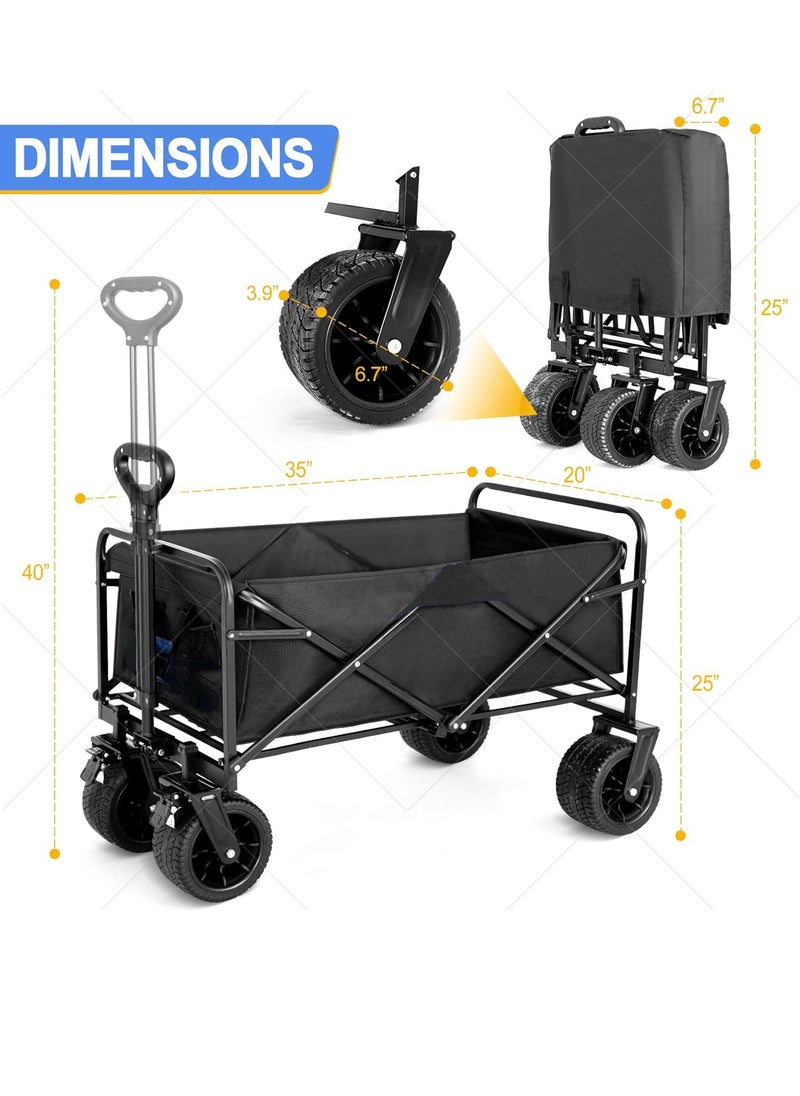 Collapsible Wagon Cart with Big Wheels, 300Lbs Beach Large Capacity Folding Wagons Outdoor Heavy Duty Portable Utility Foldable Grocery Cart for Camping Sports Shopping - pzsku/Z20CF03657D3117B688C2Z/45/_/1739217589/e23a1541-9dd2-465e-8cf2-60fa40f48b17