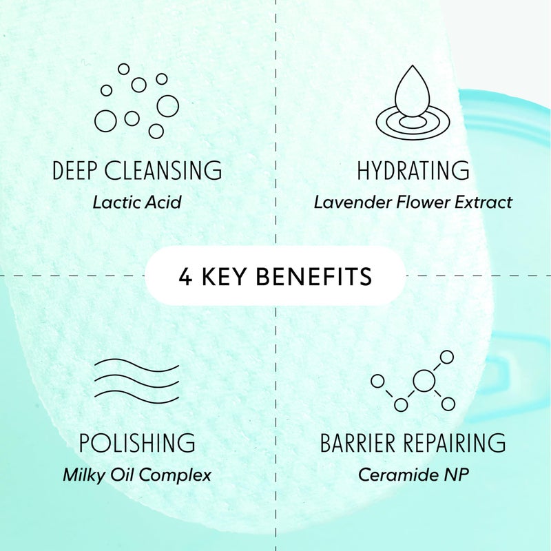 LOOPS Milky Cleanser Korean Skincare - Deep Cleansing and Hydrating Skin Care - Pre-soaked Bamboo Facial Cleansing Pads - Facial Wash with Milky Oil Complex - Oil Cleanser for Face - Pack of 60 - Image 2