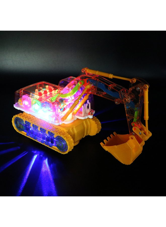 Transparent Gear Mining Children's Electric Universal Toy Car Music Lighting Engineering Car Simulation Model Wholesale-Color:Gear Excavator (yellow) Charger + Rechargeable Battery + Screwdriver  - Image 5