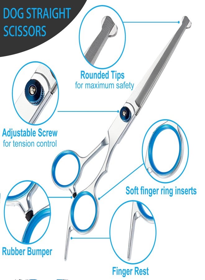 lengnoyp 5 in 1 Premium Dog Grooming Scissors, Professional Dog Scissors for Grooming with Safety Round Tips, Lengnoyp Stainless Steel Thinning Shears, Pet Cat Shears for Grooming Kit - Image 3