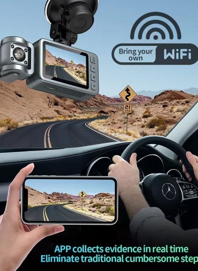 أف بي سي 4K العدسة الثلاثية DashCam الأمامية 2160P مع الداخل / الخلفي 720P الرؤية الليلية واي فاي التطبيق التحكم G-Sensor موقف سيارات مراقبة الكاميرا الفيديو - Image 4