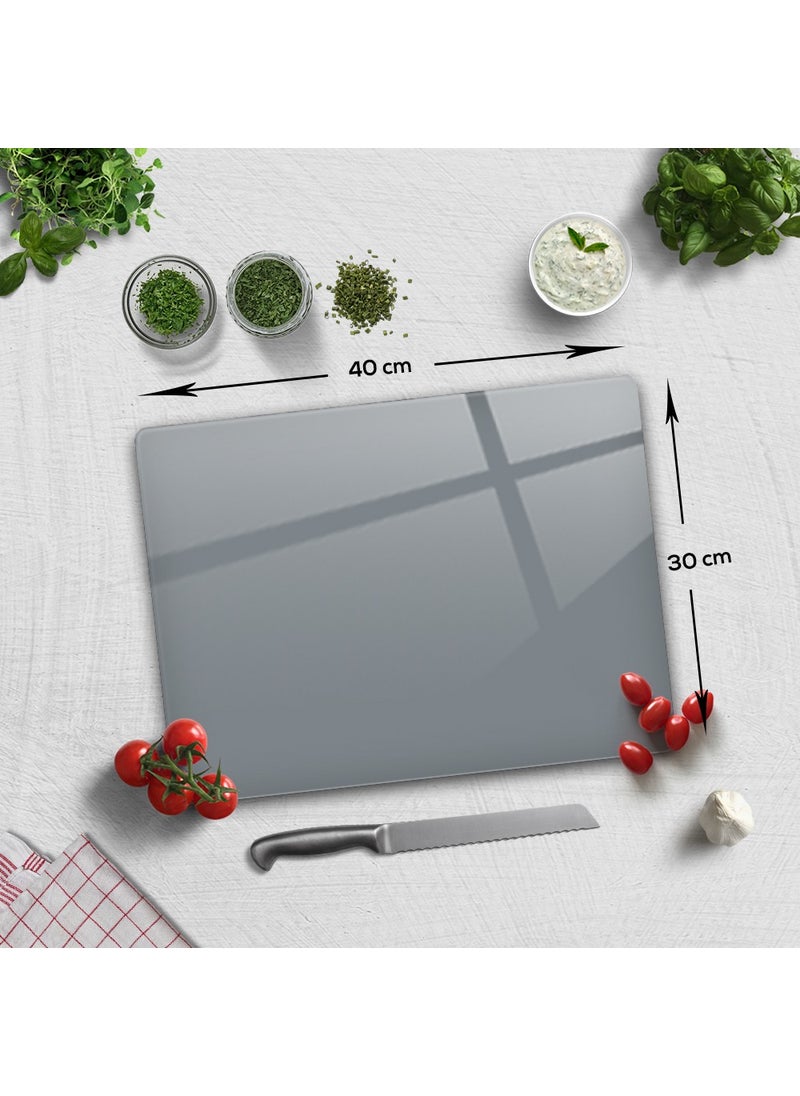 DECORITA Solid Color - Gray | Glass Cutting Board - Glass Cutting Table | 30cmx40cm  - Image 4