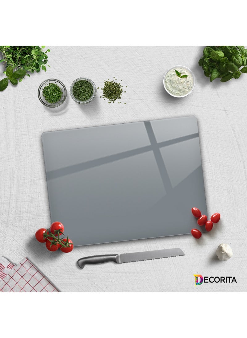 DECORITA Solid Color - Gray | Glass Cutting Board - Glass Cutting Table | 30cmx40cm  - Image 5