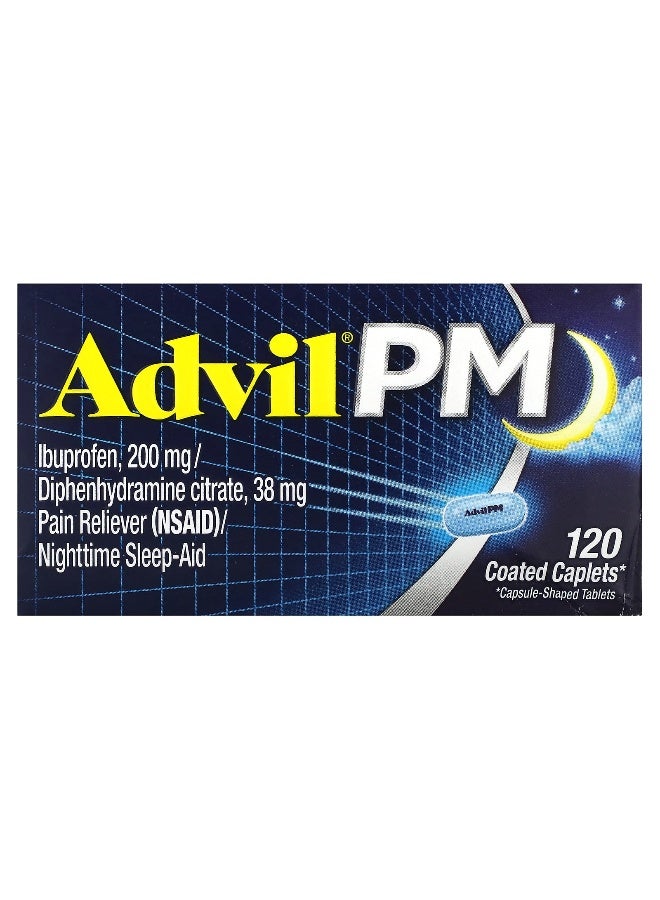 Advil Advil, PM, Ibuprofen, 200 mg , 120 Coated Caplets - Image 1