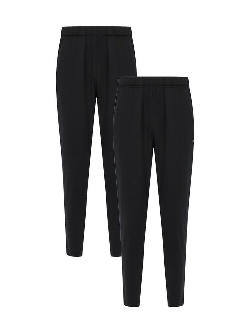 Demix Men’s Demix Black Training Trousers – Pull-On Design, Comfort Fit, and Durable Fabric for Workouts and Casual Wear (UAE/KSA, Alpha, S, Regular, Regular, Black 2 pcs) - Image 1