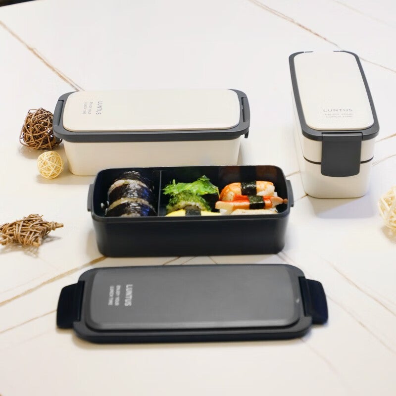 ASVEL Microwave-Safe Lunch Box, Divided Plastic Meal Container for Office Workers, Double-Layer White 800ML - Image 4