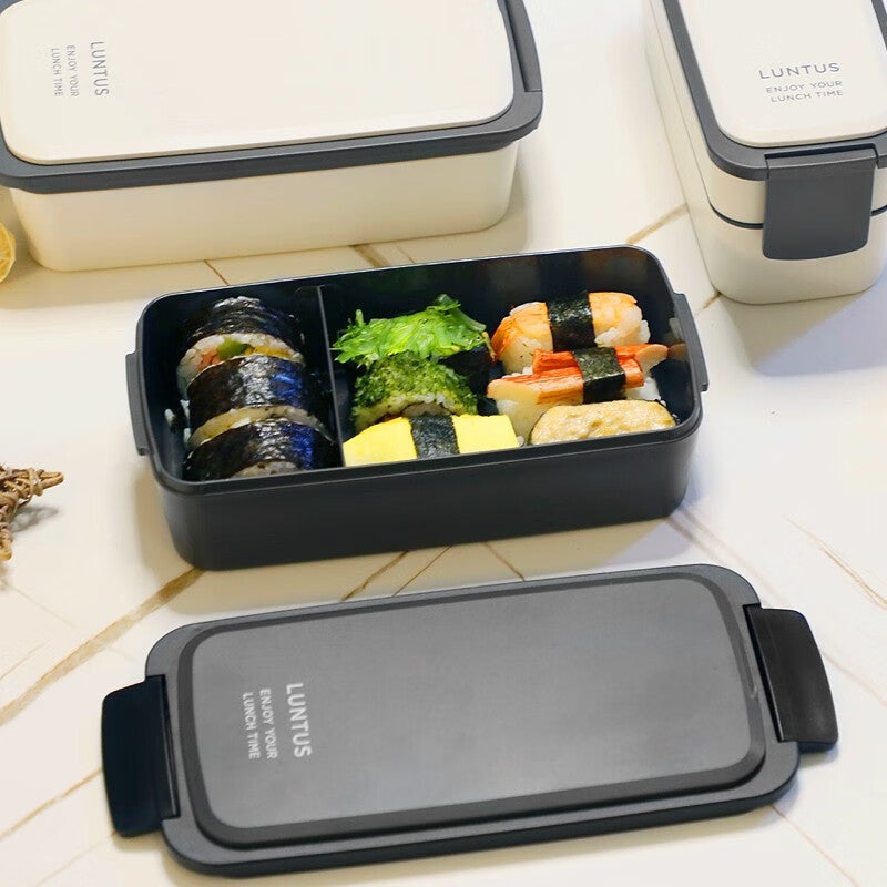 ASVEL Microwave-Safe Lunch Box, Divided Plastic Meal Container for Office Workers, Double-Layer White 800ML - Image 5