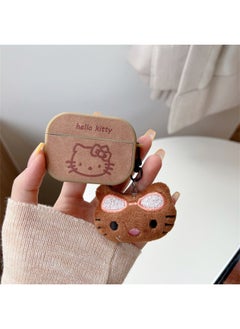 Line Kitty Cat Head Airpods Protective Cover For 2-day Korean For Apple Wireless Bluetooth 3-generation Pro2 Headset Cover-Color:Line Kitty Cat Headphone Cover Shell + Same Style Pendant-Applicable Models:Airpods1/2 Generation