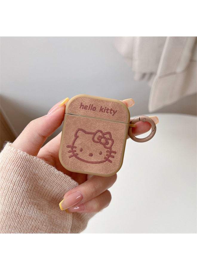 Generic - Line Kitty Cat Head Airpods Protective Cover For 2-day Korean For Apple Wireless Bluetooth 3-generation Pro2 Headset Cover-Color:Line Kitty Cat Headphone Cover Shell + Same Style Pendant-Applicable Models:Airpods1/2 Generation - Image 1