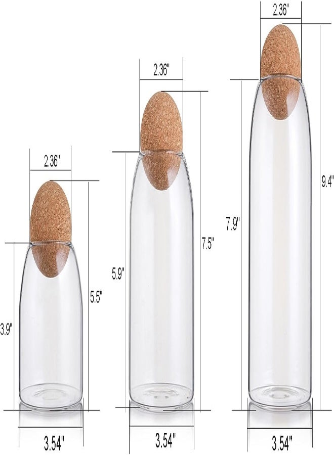 AKDC Suwimut 3 Pack Glass Storage Jar With Ball Cork Lid, Clear Glass Canisters With Cork Ball, Cute Decorative Round Glass Bottles With Airtight Wooden Lid For Spice, Sugar, Salt, Tea, Nuts, Coffee Beans - Image 5
