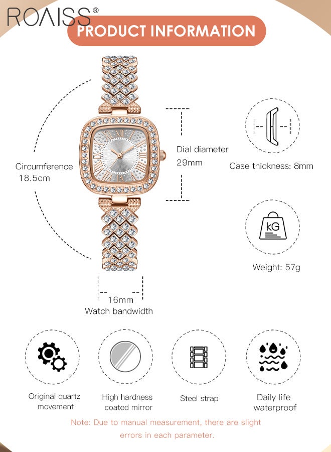 رويس ساعة كوارتز بسوار من الفولاذ للنساء، شاشة تناظرية، مينا مربعة مزينة بالزركونيا، ساعات يد أنيقة ومقاومة للماء كهدية للسيدات - Image 4