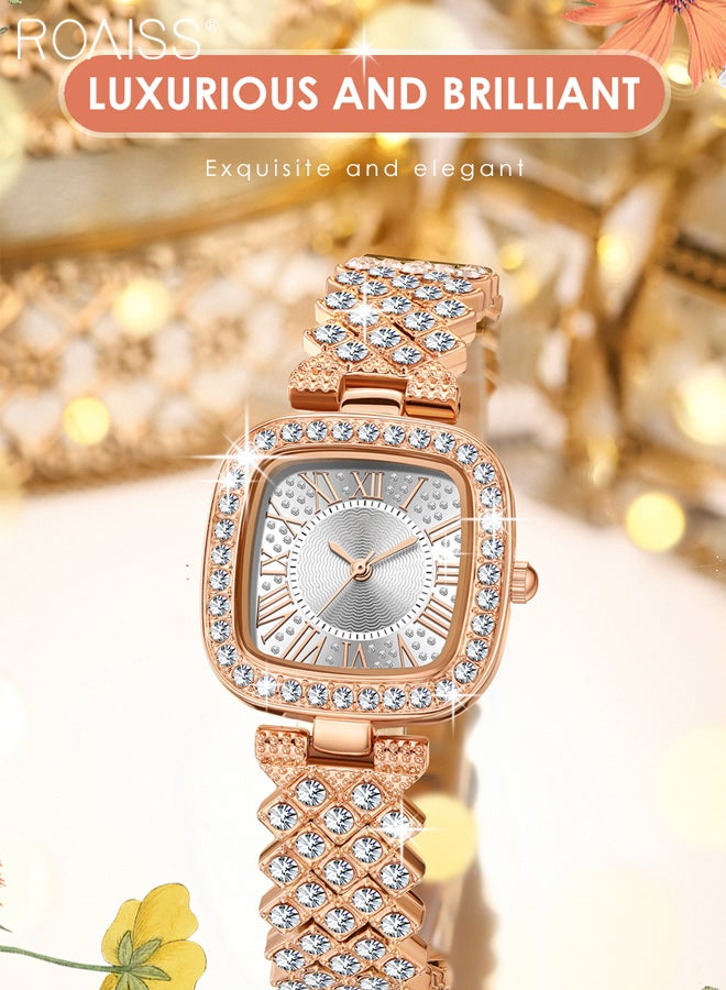 رويس ساعة كوارتز بسوار من الفولاذ للنساء، شاشة تناظرية، مينا مربعة مزينة بالزركونيا، ساعات يد أنيقة ومقاومة للماء كهدية للسيدات - Image 3