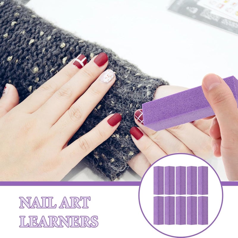 10pcs Nail Buffer Block and Nail File Set 4-Sided Purple Sponge Smoother Manicure Tool for Professional Art and Polishing at Home - Image 5