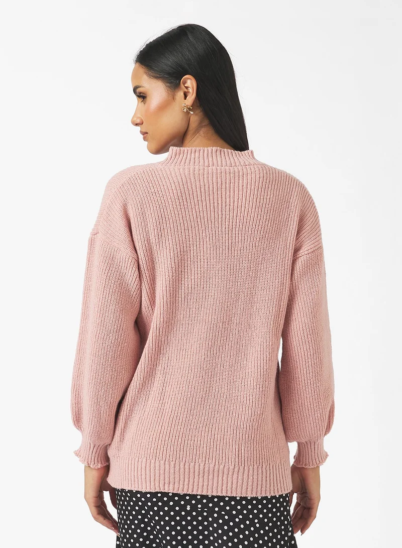 Ginger V Neck Ribbed Jumper