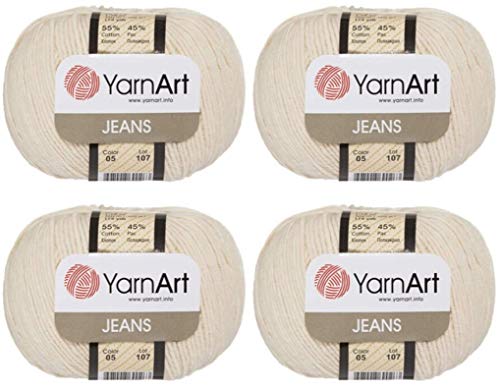 4 خيوط من يارن آرت جينز 55 قطن 45 أكريليك خيوط مزيج للحياكة اليدوية مجموعة من 4 خيوط 200 غ 696 ياردة 5 بيج فاتح
