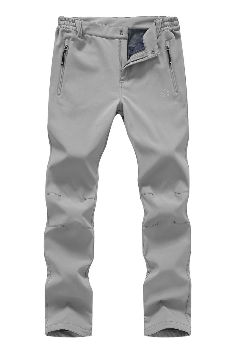 YSENTO Womens Fleece Lined Pants Winter Snow Ski Waterproof Insulated Softshell Hiking Mountain Pants Light Grey Size S