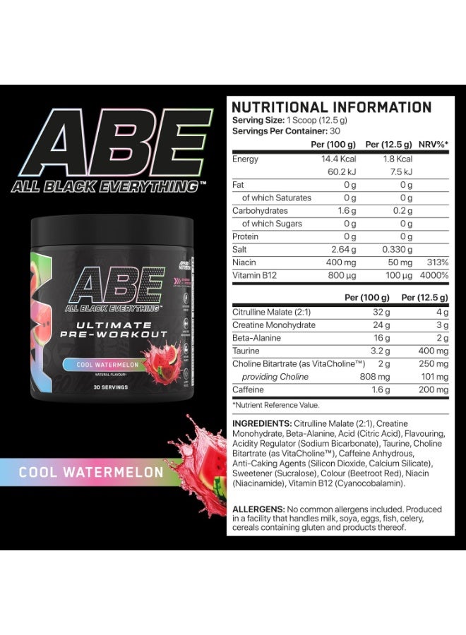 Applied Nutrition Abe Pre Workout Food Supplement Cool Watermelon Flavor, 30 Servings 375 gm - Image 3