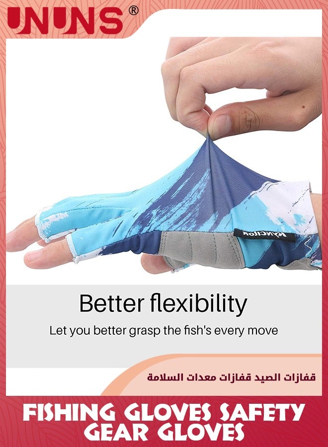 UNUNS Fishing Gloves,Fishing Fingerless Gloves For Men Women,UV Protection Sun Gloves,Breathable Non-Slip Wear-Resistant Fishing Gear Gloves For Cycling Fishing Boating Surfing Hiking Kayaking-Blue L - Image 3