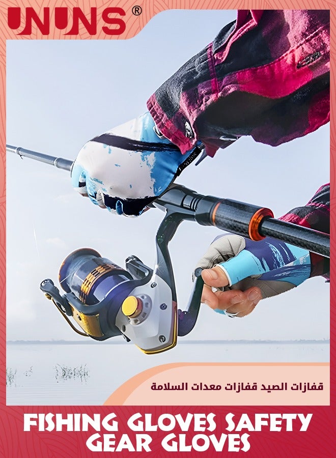 UNUNS Fishing Gloves,Fishing Fingerless Gloves For Men Women,UV Protection Sun Gloves,Breathable Non-Slip Wear-Resistant Fishing Gear Gloves For Cycling Fishing Boating Surfing Hiking Kayaking-Blue L - Image 5