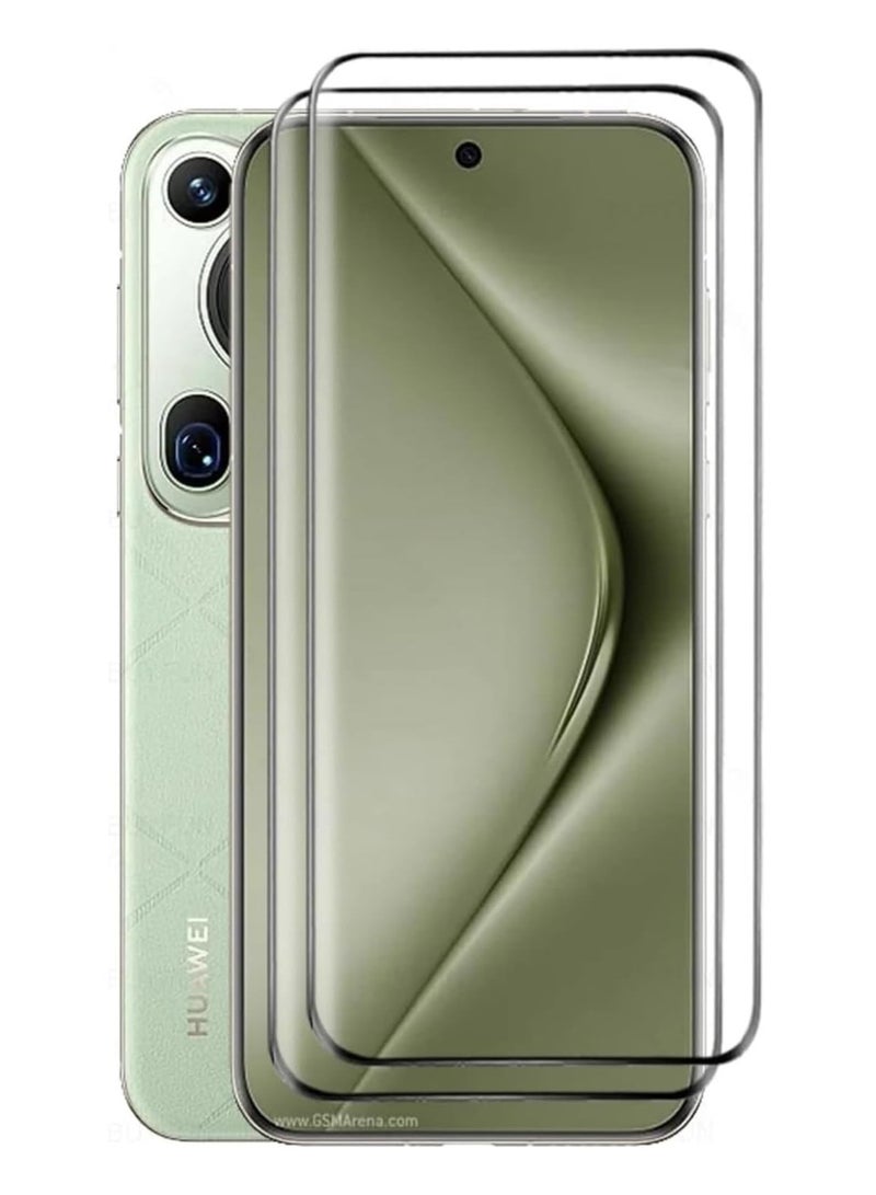 Huawei Pura 70 Pro Screen Protector, Full Glue, Bubble Free, Anti-Scratch, Anti-Fingerprint, 9H Hardness 9D Curved Edge Tempered Glass Screen Protector for Huawei Pura 70 Pro 9D Black Glass (2)