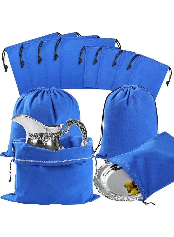 Fumete 8 Pcs Silver Storage Bags Anti Tarnish Storage Bags 18" x 18" 9" x 11.8" Silver Protector for Jewelry Silverware Protection Resistant Tarnish for Silverware Flatware(Blue) - Image 1