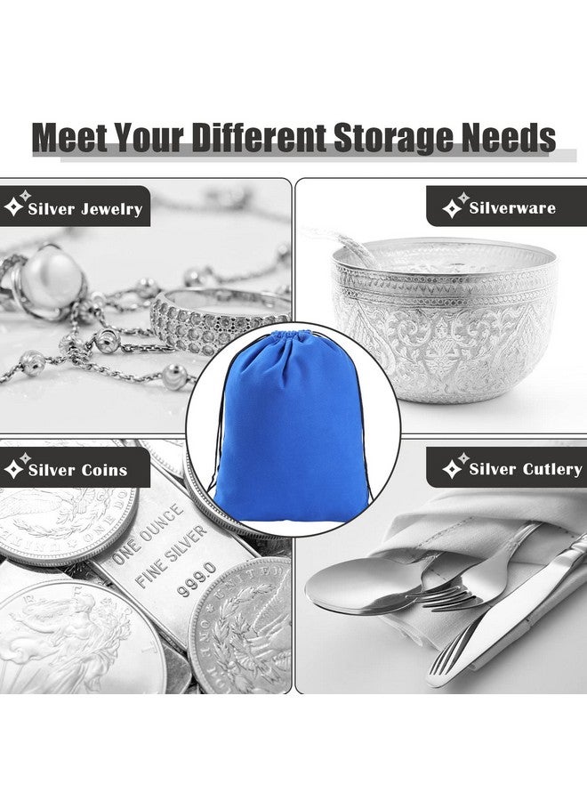 Fumete 8 Pcs Silver Storage Bags Anti Tarnish Storage Bags 18" x 18" 9" x 11.8" Silver Protector for Jewelry Silverware Protection Resistant Tarnish for Silverware Flatware(Blue) - Image 5