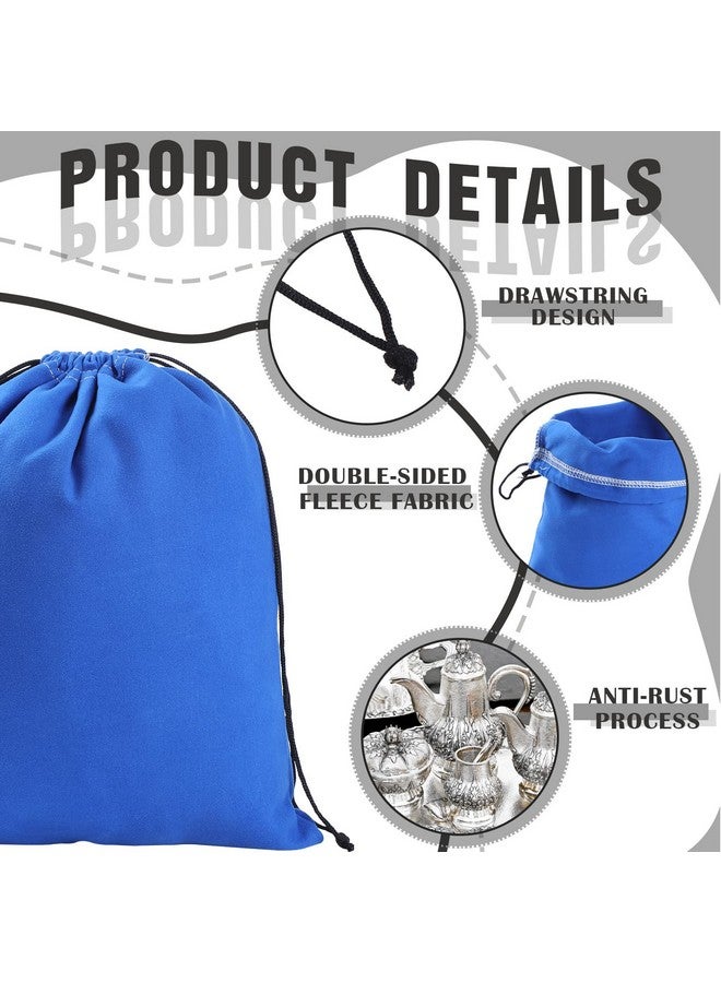 Fumete 8 Pcs Silver Storage Bags Anti Tarnish Storage Bags 18" x 18" 9" x 11.8" Silver Protector for Jewelry Silverware Protection Resistant Tarnish for Silverware Flatware(Blue) - Image 3